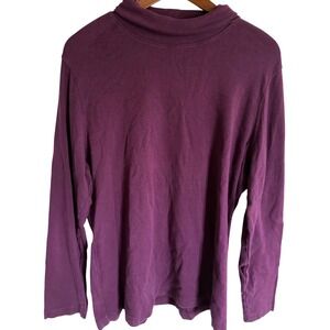 Duluth Trading Co Womens 2XL Purple Cotton Mock Neck Long Sleeve Top Shirt